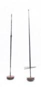 Two iron spit jack powered spits, 18th/19th Century, 134cm and 125cm long.