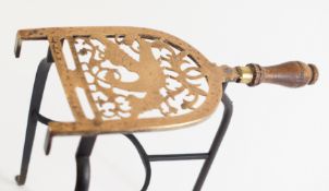 A Georgian pierced brass bar-grate trivet,