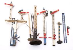 An unboxed group of Hornby O gauge signals.
