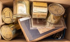 A small collection of militaria comprising;- five tins of rations,