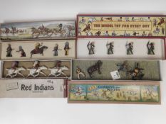 Britains Crown Range Set No 5s North American Indians: includes one mounted figure and four foot