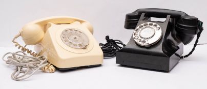 A British Post Office 300 Series AEP black Bakelite telephone,