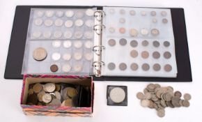 An album of coins: including 1758, 1889, 1816, 1909 and 1886 shillings and others.