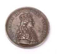 A Gustavus III, Sweden 1772 silver Coronation medallion, 55mm diameter.