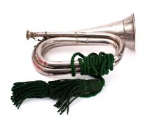 A Boer War period presentation silver plated bugle by S Arthur Chappell, London,