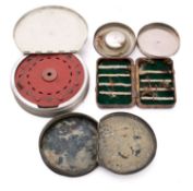 A Hardy brown Bakelite fly box and contents,