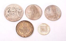 A silver medallions including 1965 Runnymede (fine silver),
