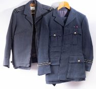 A set of RAF uniforms comprising;- Dress uniform, No1 uniform, camouflage combats and webbing,