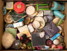 A collection of various early to mid 20th century compacts including a circular silver pendant