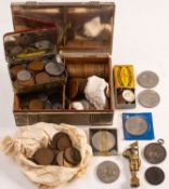 A collection of coins and medallions: including Royal Artillery Ceylon Inter Battery Sports,