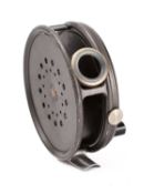 A Hardy 'Perfect' 3 5/8ths inch fly reel, single ebonised handle,