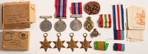 A group of seven WWII medals: comprising;- two 1939-45 Stars, France and Germany Star, Italy Star,