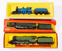 Tri-ang/Hornby OO/HO gauge. A group of three steam outline locomotives R.