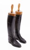 A pair of Tom Hill black leather riding boots size 5, stamped to interior with maker's details,