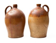 A pair of stoneware two gallon wine jars for 'Evans Wine & Spirit Merchant Newton (Bushell)' (2)
