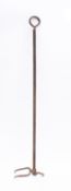 An adjustable iron flesh fork, with key end adjustable tine, 124cm long.