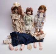 A collection of nine late 20th century bisque head collectors dolls.