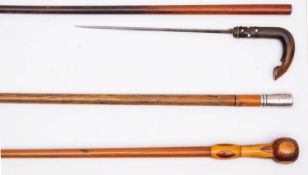A late 19th/early 20th century horn mounted swordstick,