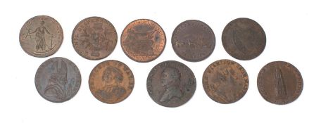 Ten 18th century trade tokens (some higher grades)