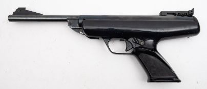 A BSA Scorpion .22 calibre air pistol with moulded black plastic stock, in a soft shell case.