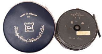A Hardy 'St Aiden' 3 1/2 inch alloy fly reel, single ebonised handle,