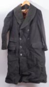 A Crimea period fur lined wool overcoat, double breasted with four pockets,