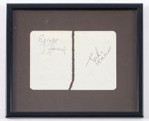 John Lennon (1940-1980) and George Harrison (1943-2001) framed autographs,