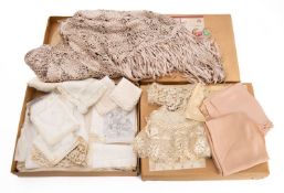 A mid 20th century lady's silk crochet shawl,