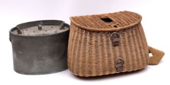 A wicker creel together with a tin creel (2)