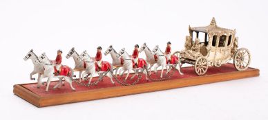 Crescent or similar Coronation Coach: gilt State Coach with gilt figures to interior,