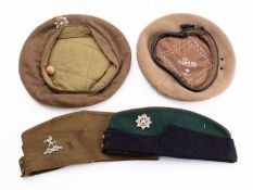 A WWII Devonshire Regiment olive drab beret by A & L Gelfer, Glasgow, 1945,