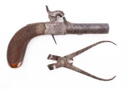 A 19th century percussion cap pocket pistol, unsigned,