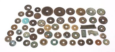 An old collection of Chinese cash and other related items: