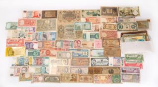 A large collection of mixed used banknotes: