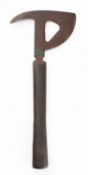 A WWII Air Ministry aircraft escape axe stamped with crown and 'AM' cipher.