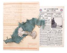A section of WWII German landmine parachute material recovered form a land mine dropped on Pimlico,