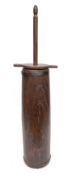 A smaller cylindrical iron bound butter churn with twin-handled cover and plunger, 98.
