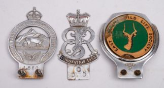 Three Car Mascot Badges. A chromed ' Royal East African Automobile Association, no.