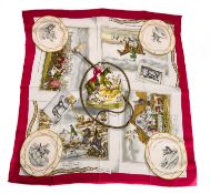 Hermes, Paris. 'The Hunt' silk scarf:, 86 x 84cm.