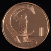 A cased Royal Mint 'Cricket' 2019 Gold proof: (mintage 256)