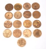 Sixteen various bronze Jewish history related medallions: