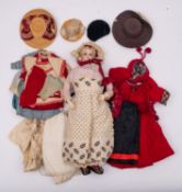A 19th century continental bisque head fashion doll, applied blond wig, blue glass eyes,