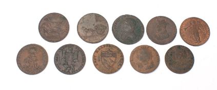 Ten 18th century trade tokens (some higher grades)