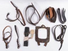 A WWII German black leather waist belt stamped 'Stabsbattn': and numbered '85' (no buckle),