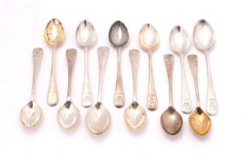 A matched set of twelve fox-hunting tea spoons each stamped, with fox mask and 'M.F.