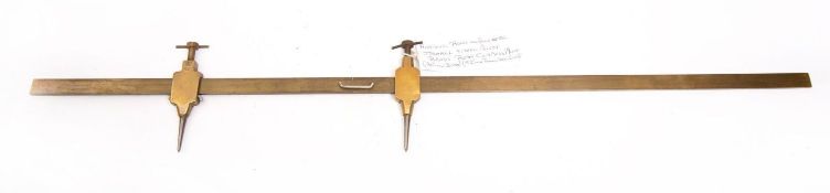 A brass and steel trammel, unsigned and two other items: - please see description for info (3)
