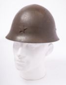 A WWII Japanese Infantry Type 90 Steel combat helmet, brown finish with army helmet star to front,