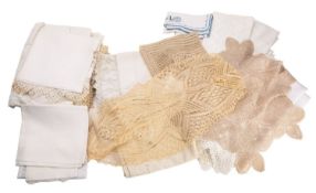 A collection of various table linen and whitewear:
