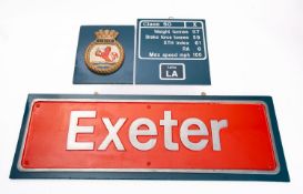An alloy replica nameplate for the BR Class 50 Co-Co Diesel locomotive 'Exeter' 50044,