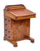 A Victorian walnut Davenport,